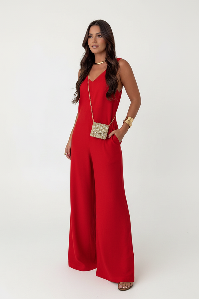 Red Jumpsuit Pose Frontal