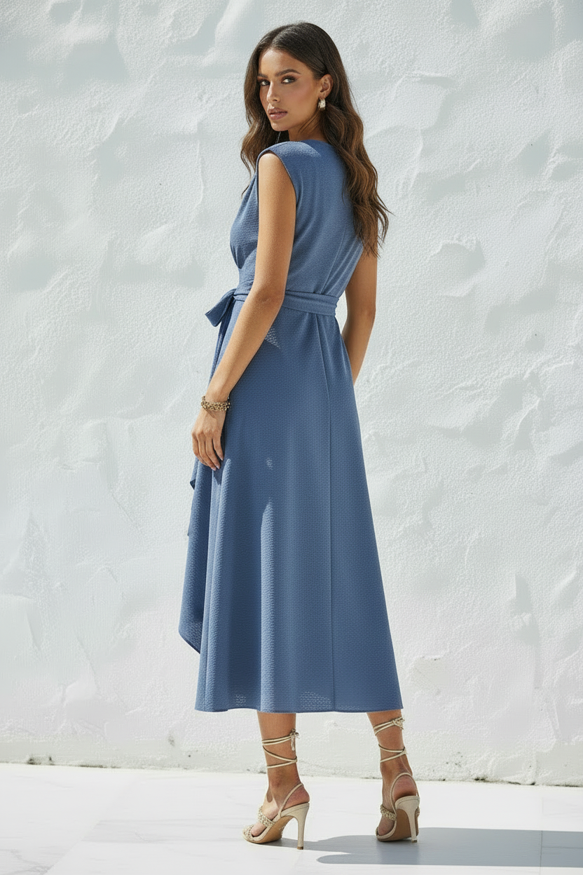 Vestido Azul-Acinzentado — Costas