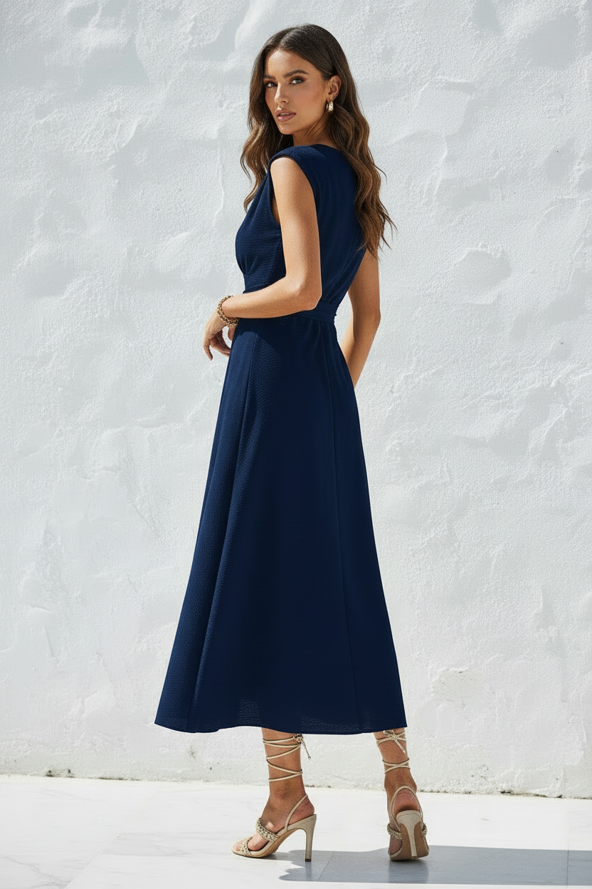 Vestido Azul-Marinho — Costas