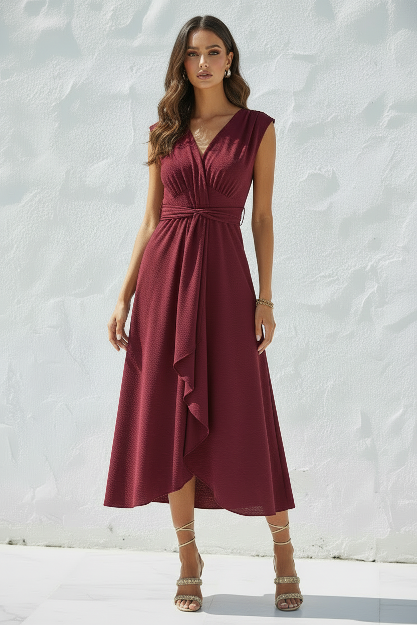 Vestido Bordô — Frontal