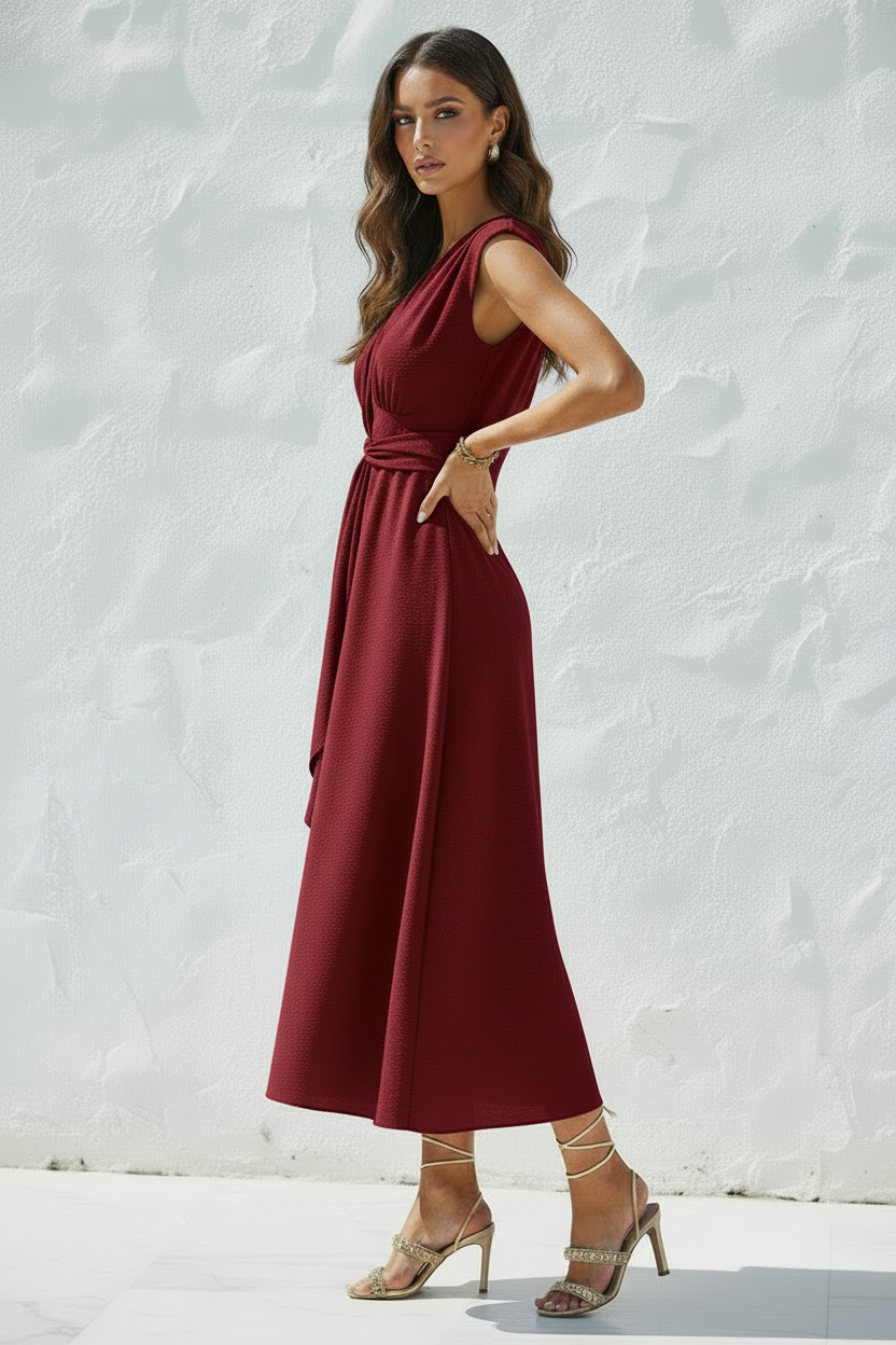 Vestido Bordô — Mão na Anca