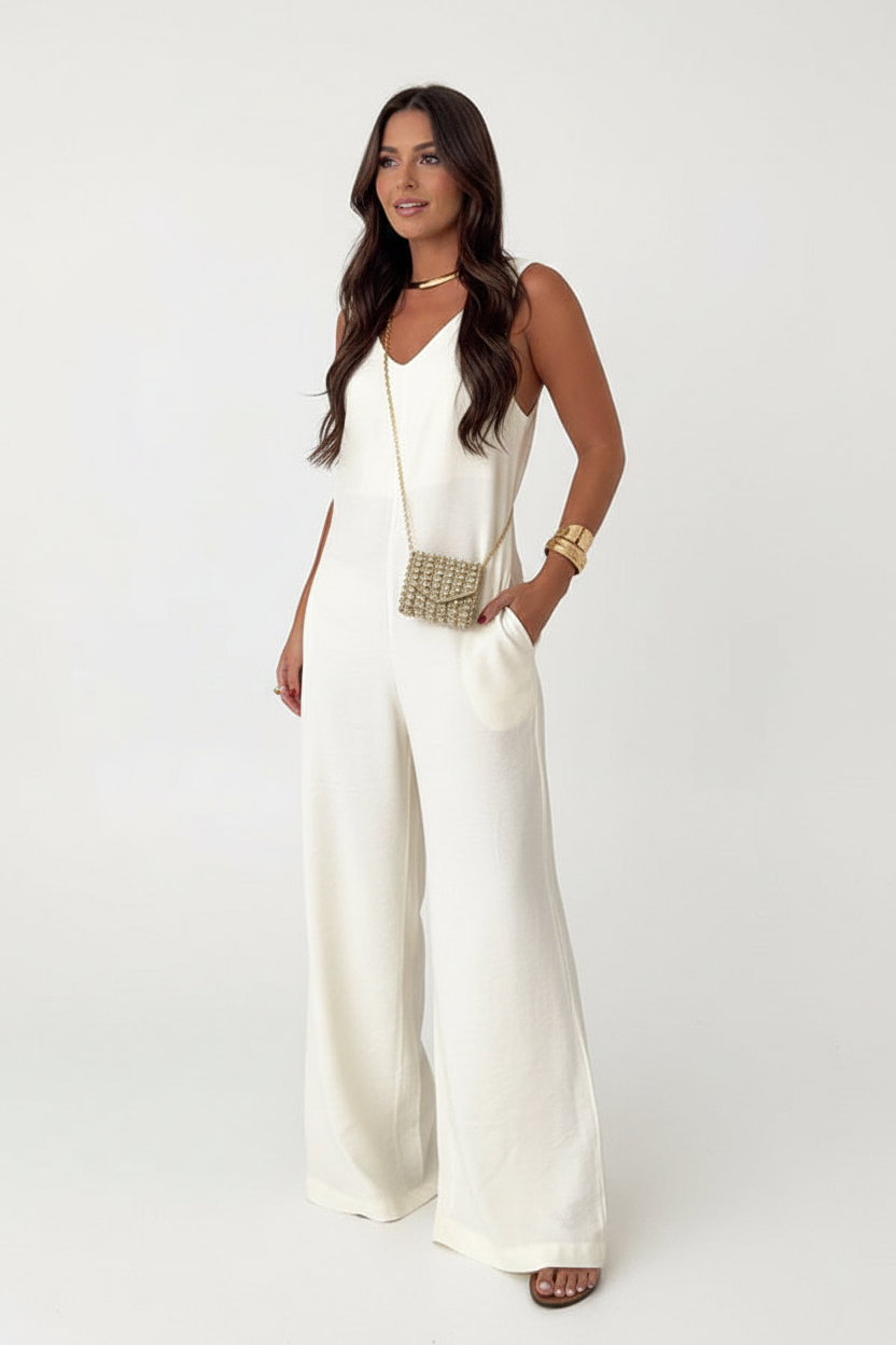 White Jumpsuit Model